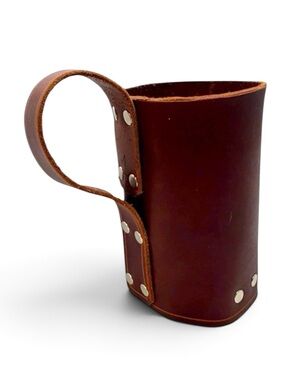 Leather Holdster Sleeve Mason Glass Jar 16 Ounce Cup Mug Holder USA Western